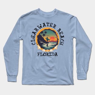 Clearwater Beach - Florida (with Black Lettering) Long Sleeve T-Shirt